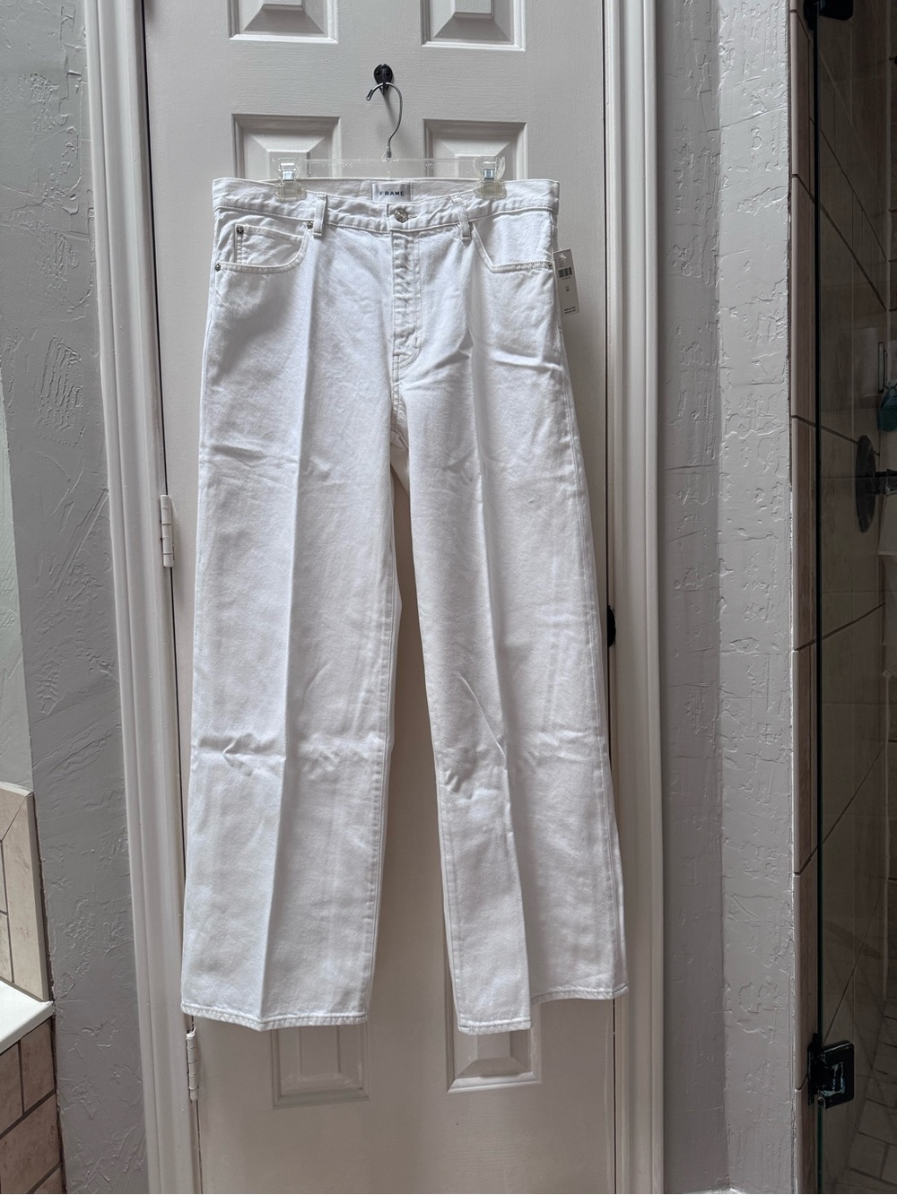 NWT Frame 30 The Stroll Mid-Rise Wide-Leg Jeans, Au Natural Clean - Picture 2 of 10